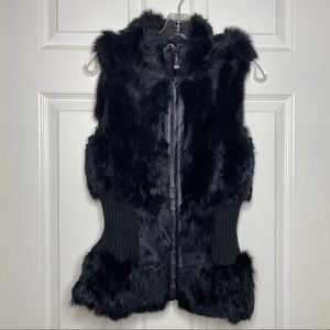 Belle Fare Black Fur Vest Size Small